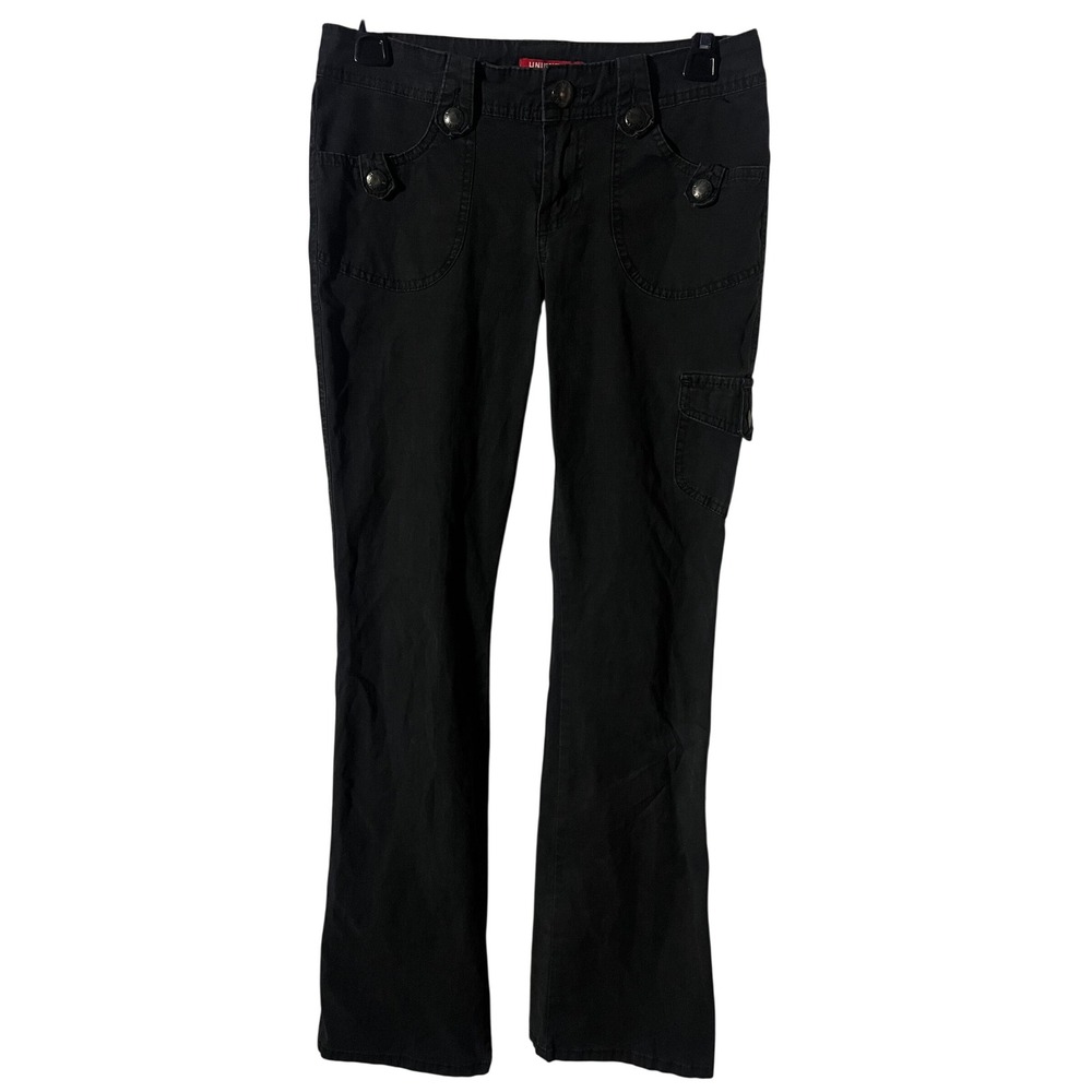 Unionbay Cargo Pants Size 5 Y2K Utility Straight Leg Black Ripstop Stretch